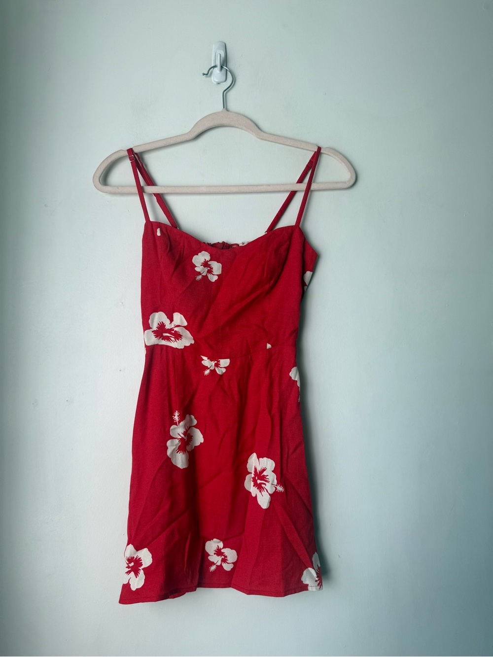 Reformation Rooney Red White Hawaiian Floral Mini Dress 0 - Picture 4 of 7